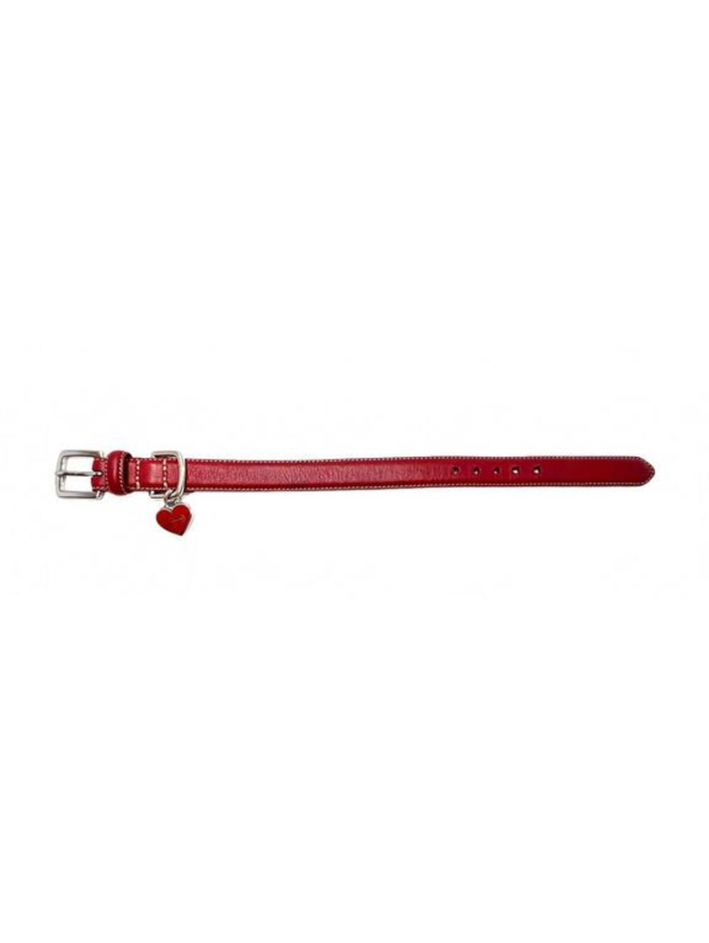 Vintage COACH Red Leather Dog Collar XS Heart Charm Buckle 7692 Pet